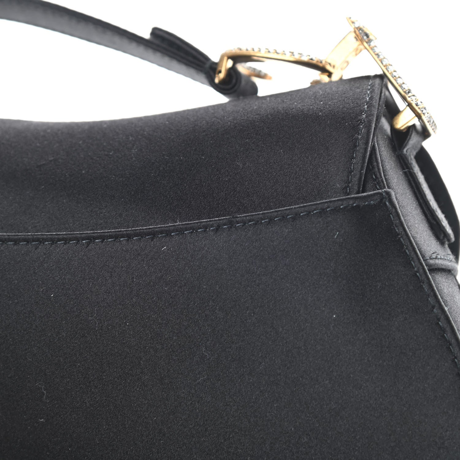 Christian Dior Satin Crystal Mini Saddle Bag Black 10 of 10