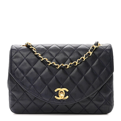 Chanel Lambskin Quilted Round Flap Navy 1 of 12
