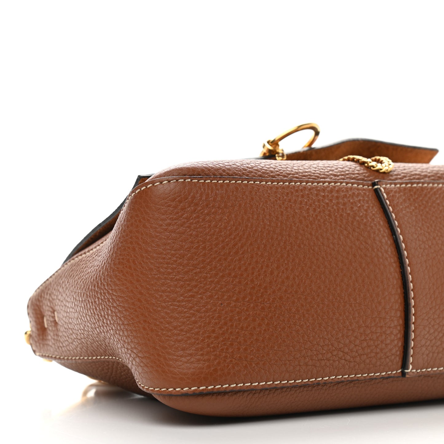 Pebbled Calfskin Small VRing Shoulder Bag Saddle Brown