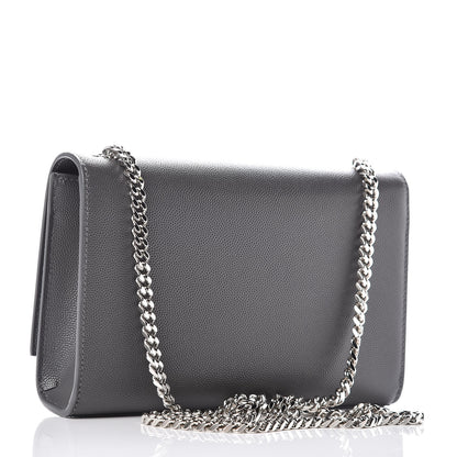 Saint Laurent Grain De Poudre Small Monogram Kate Satchel Storm 3 of 9