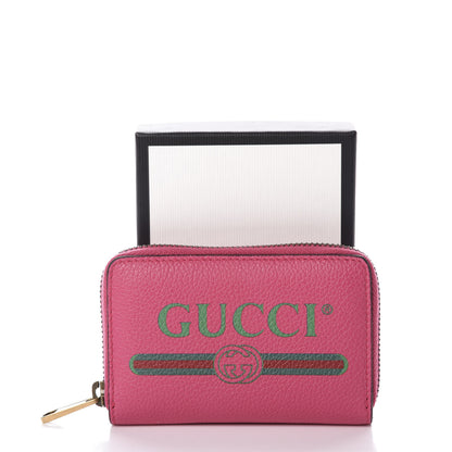 Gucci Grained Calfskin Logo Zip Around Card Case Box Pink Green 8 of 8