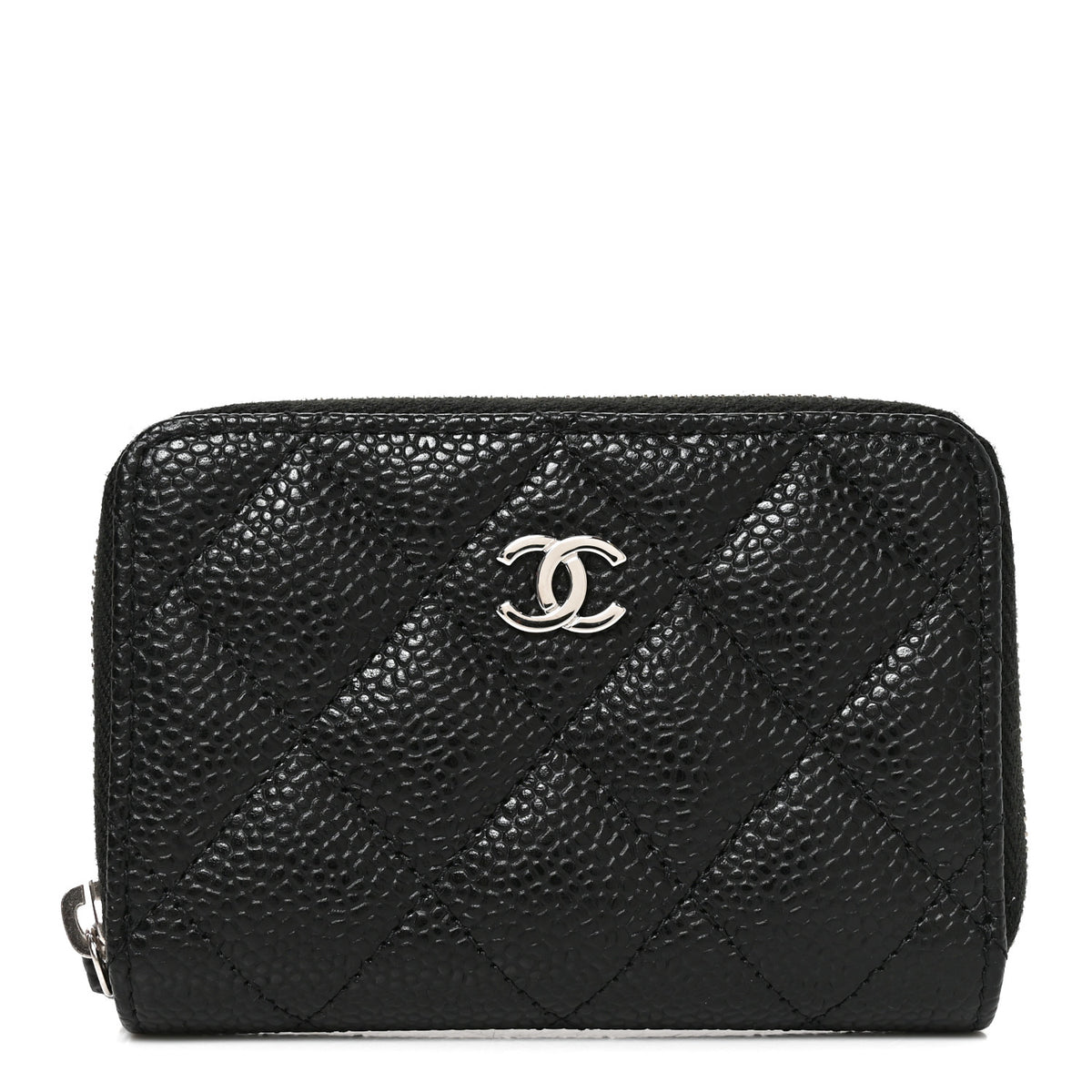 Caviar Quilted Zip Coin Purse Black