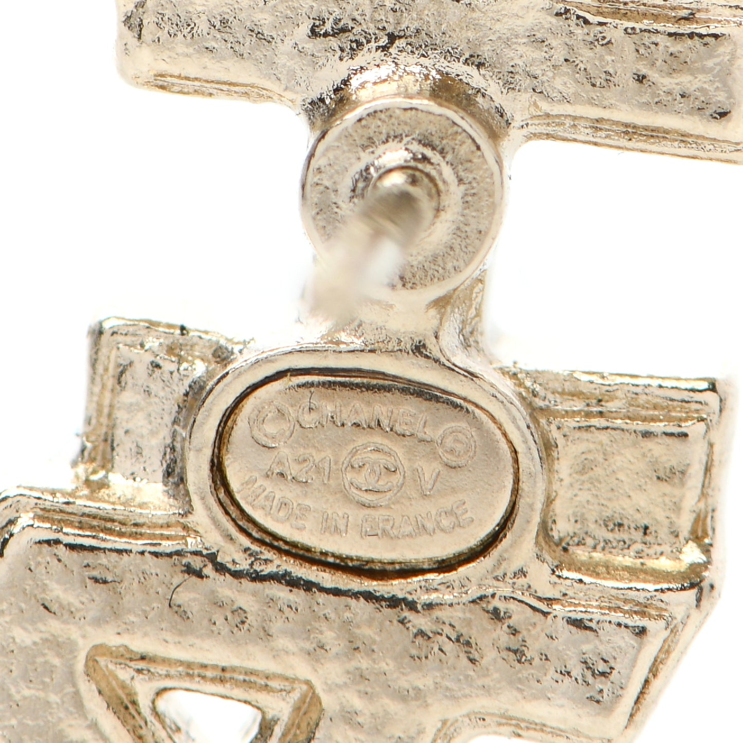 Crystal Cha-Nel Logo Earrings Gold