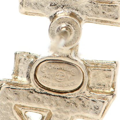 Chanel Crystal Cha-Nel Logo Earrings Gold 4 of 5
