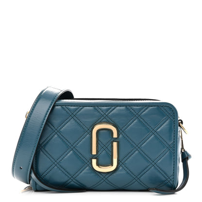 Marc Jacobs Natural Grain Calfskin Quilted The Softshot 21 Bag Blue 1 of 13