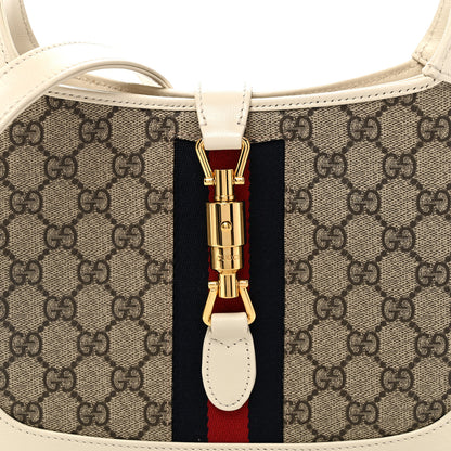 Gucci GG Supreme Monogram Azalea Calfskin Web Small Jackie 1961 Hobo Beige Ebony Mystic White 8 of 10