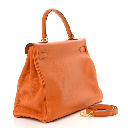 Hermes Taurillon Clemence Kelly Retourne 35 Orange 3 of 10