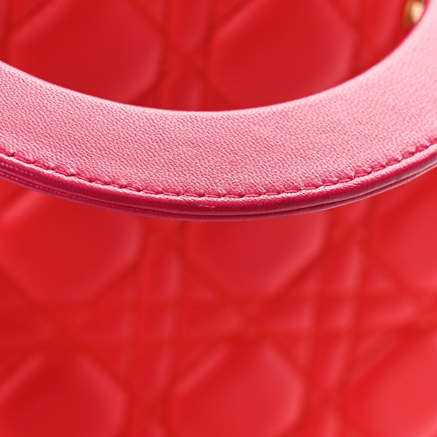 Lambskin Cannage Medium Bi-Color Lady Dior Orange Fuchsia