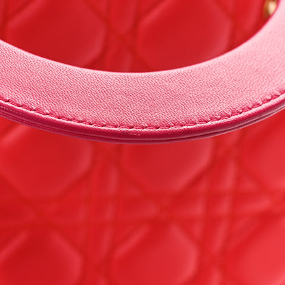 Christian Dior Lambskin Cannage Medium Bi-Color Lady Dior Orange Fuchsia 12 of 12