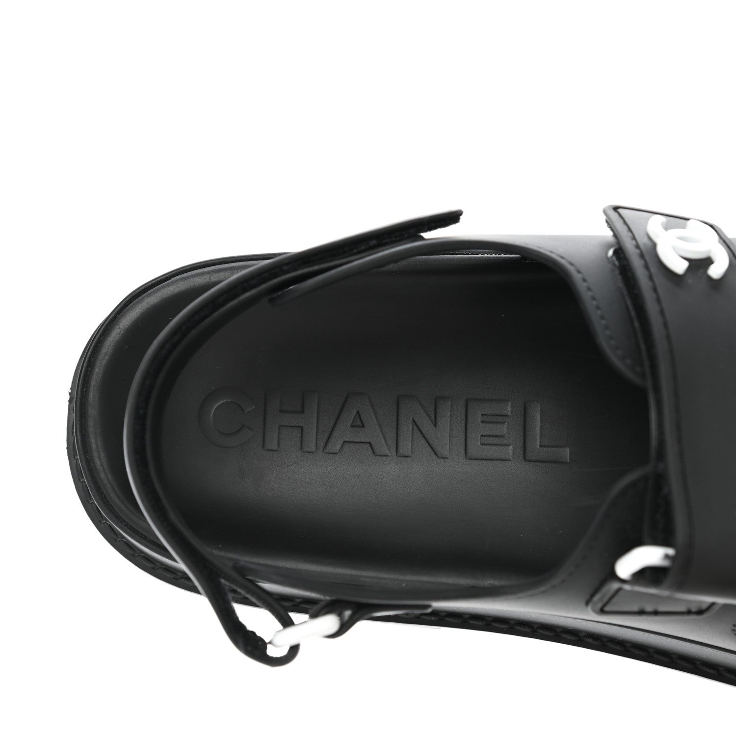 Chanel Rubber CC Dad Sandals 38 Black 7 of 9