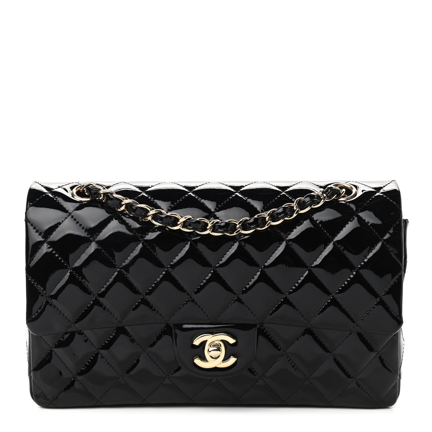Chanel Patent Quilted Medium Double Flap Black 1 of 9