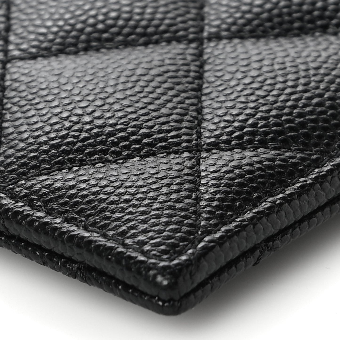 Caviar Quilted CC Zip Card Holder Black