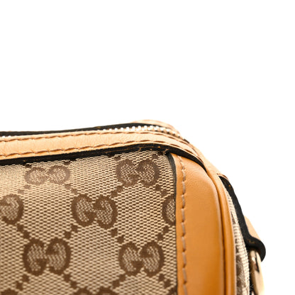 Gucci Monogram Selleria Calfskin Vintage Web Medium Boston Beige Ebony Yellow 14 of 17