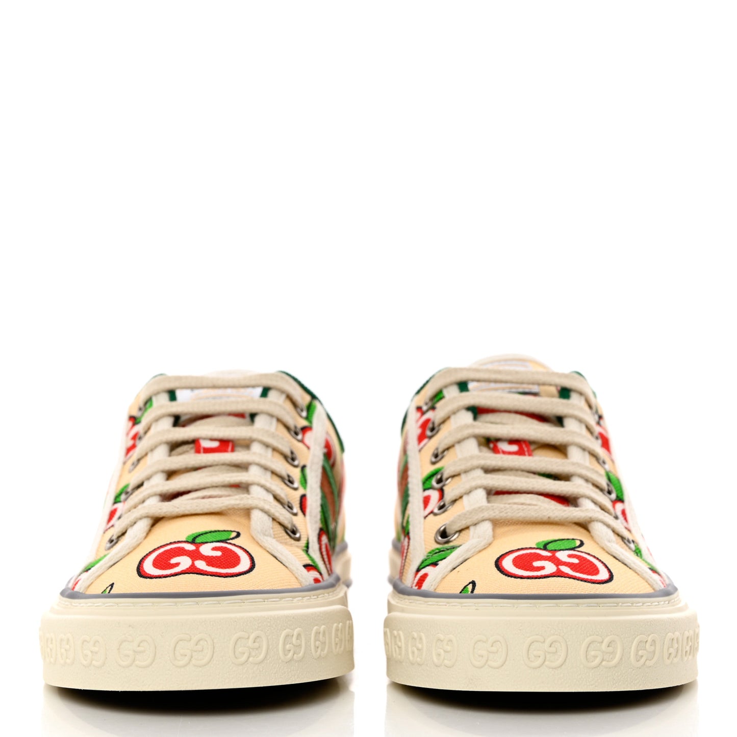 Canvas Web GG Apple Womens 1977 Tennis Sneakers 36 Ivory Red Mystic White New Shamarock