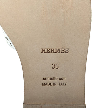 Hermes Calfskin Perforated Oran Sandals 36 White 6 of 9