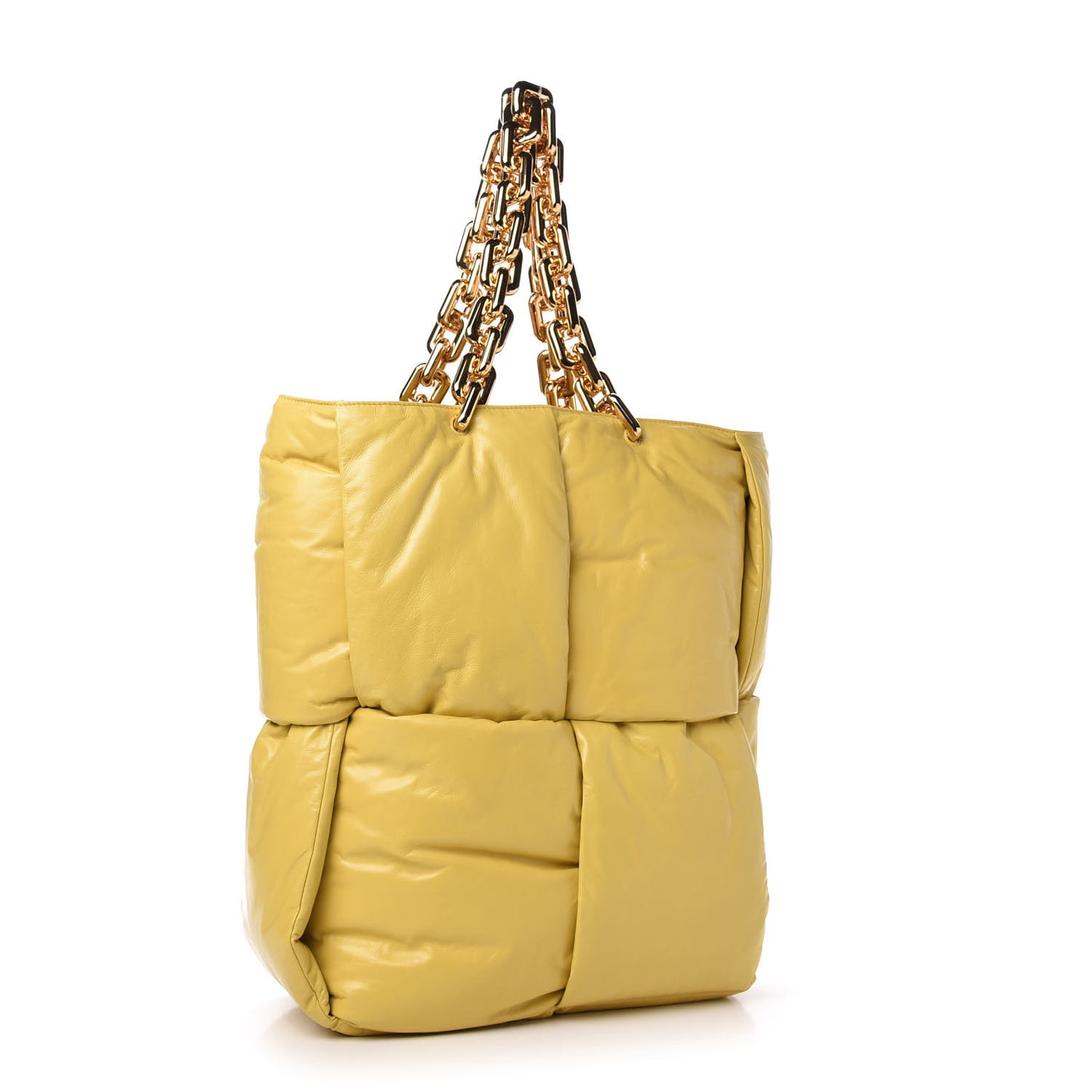 Calfskin Maxi Intrecciato Puffy Chain Tote Bag Straw