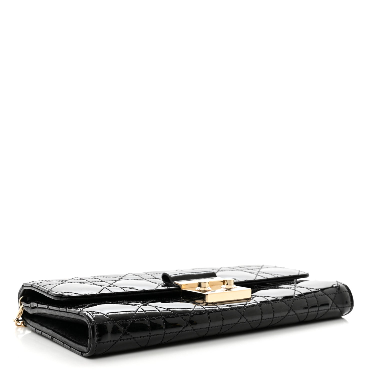Christian Dior Patent Cannage Miss Dior Chain Wallet Black 4 of 11