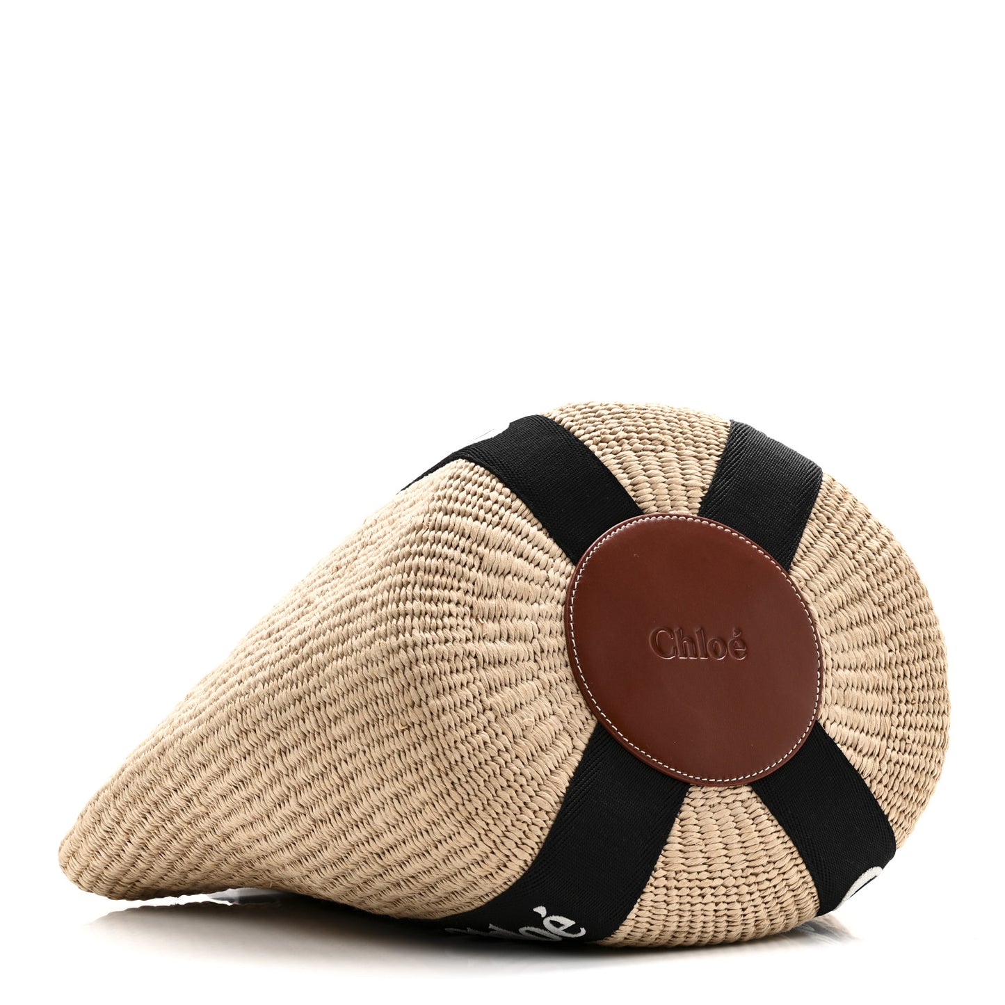 X MIFUKO Raffia Large Woody Basket Bag Black Beige