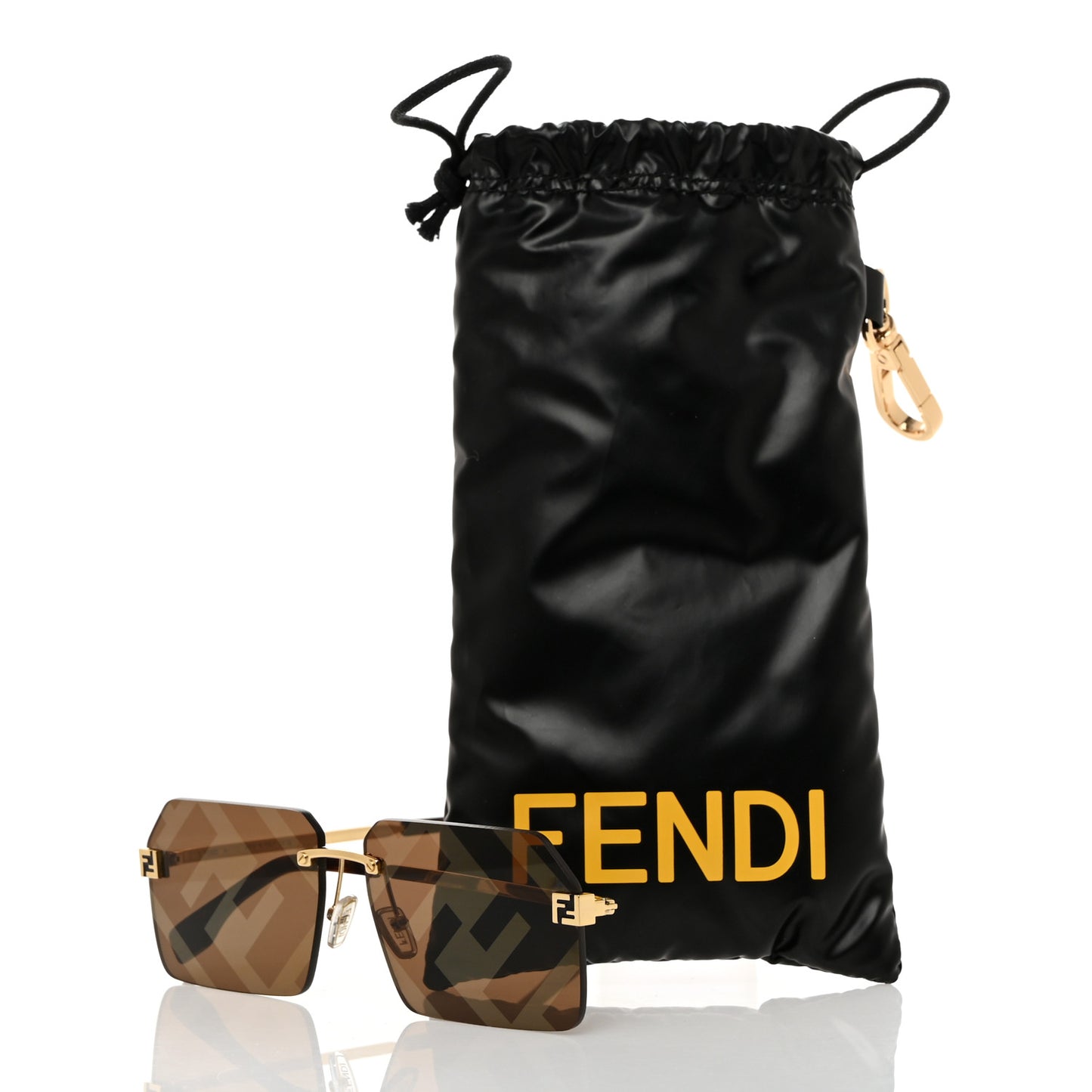 Metal Sky Rectangular Sunglasses FE40043U Gold Brown