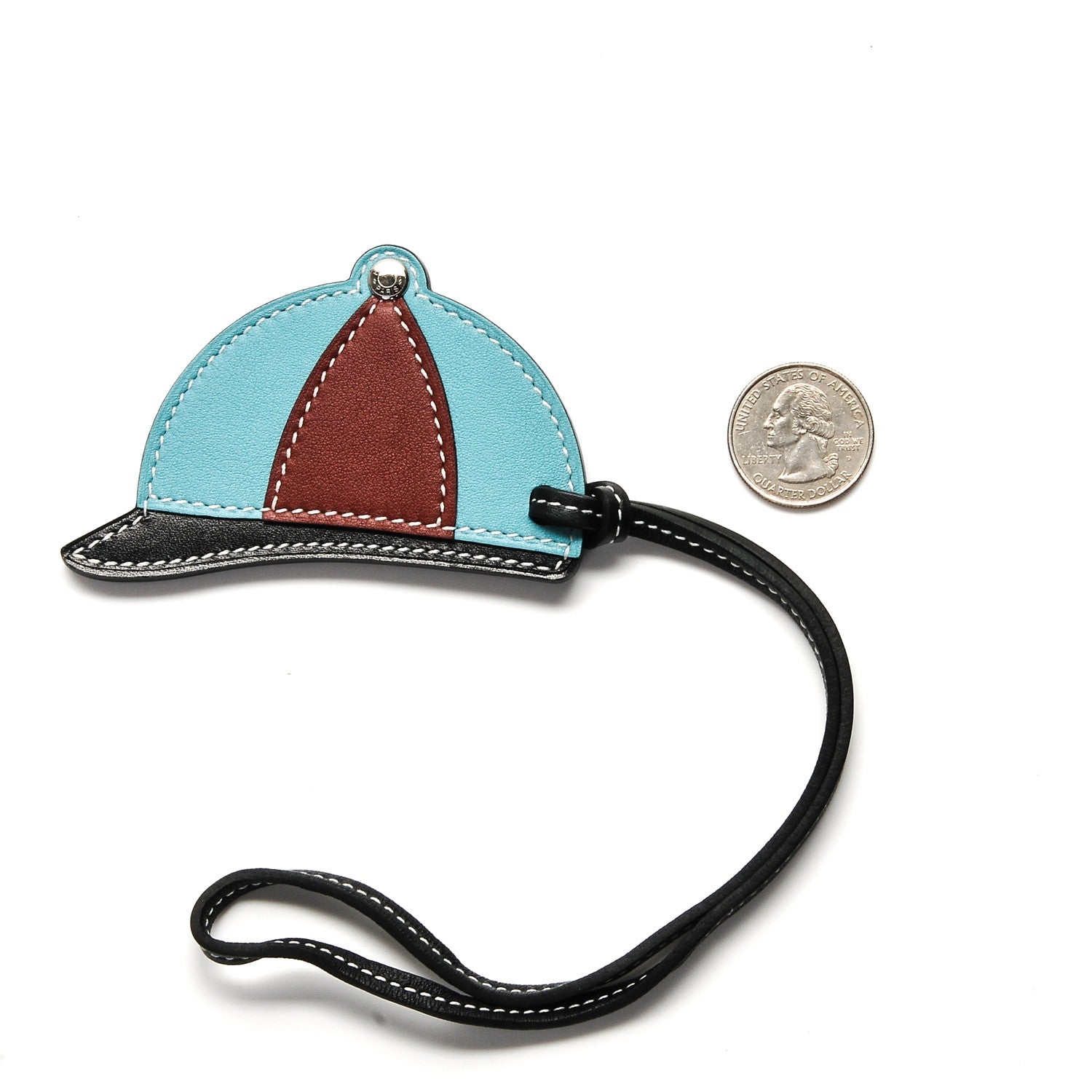 Hermes Swift Paddock Cap Bag Charm Bleu Saint Cyr Rouge H 3 of 4