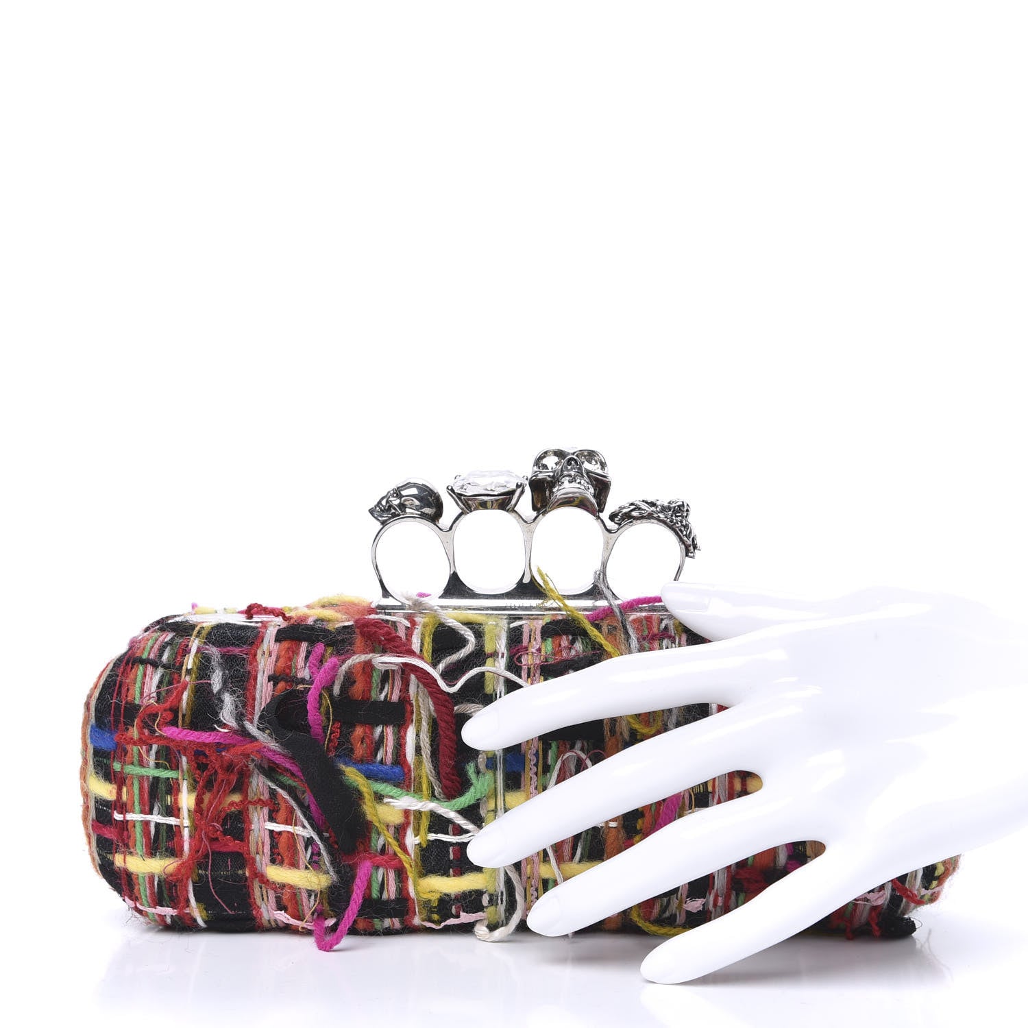 Alexander McQueen Tweed Wishing Tree Skull Knuckle Box Clutch Multicolor 2 of 10
