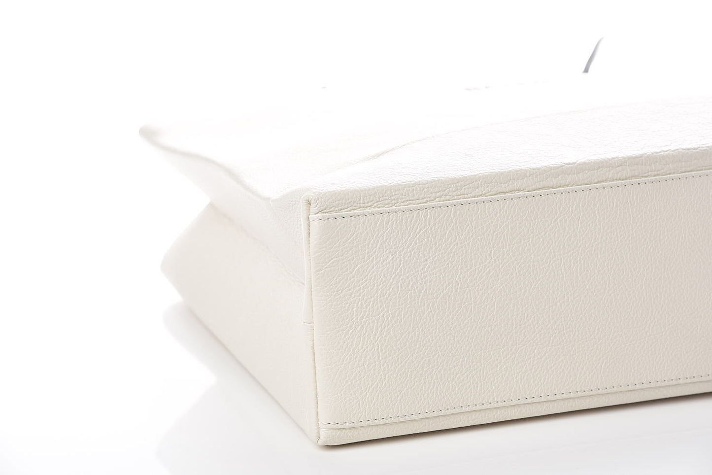 Calfskin Logo Medium Shopping Tote White