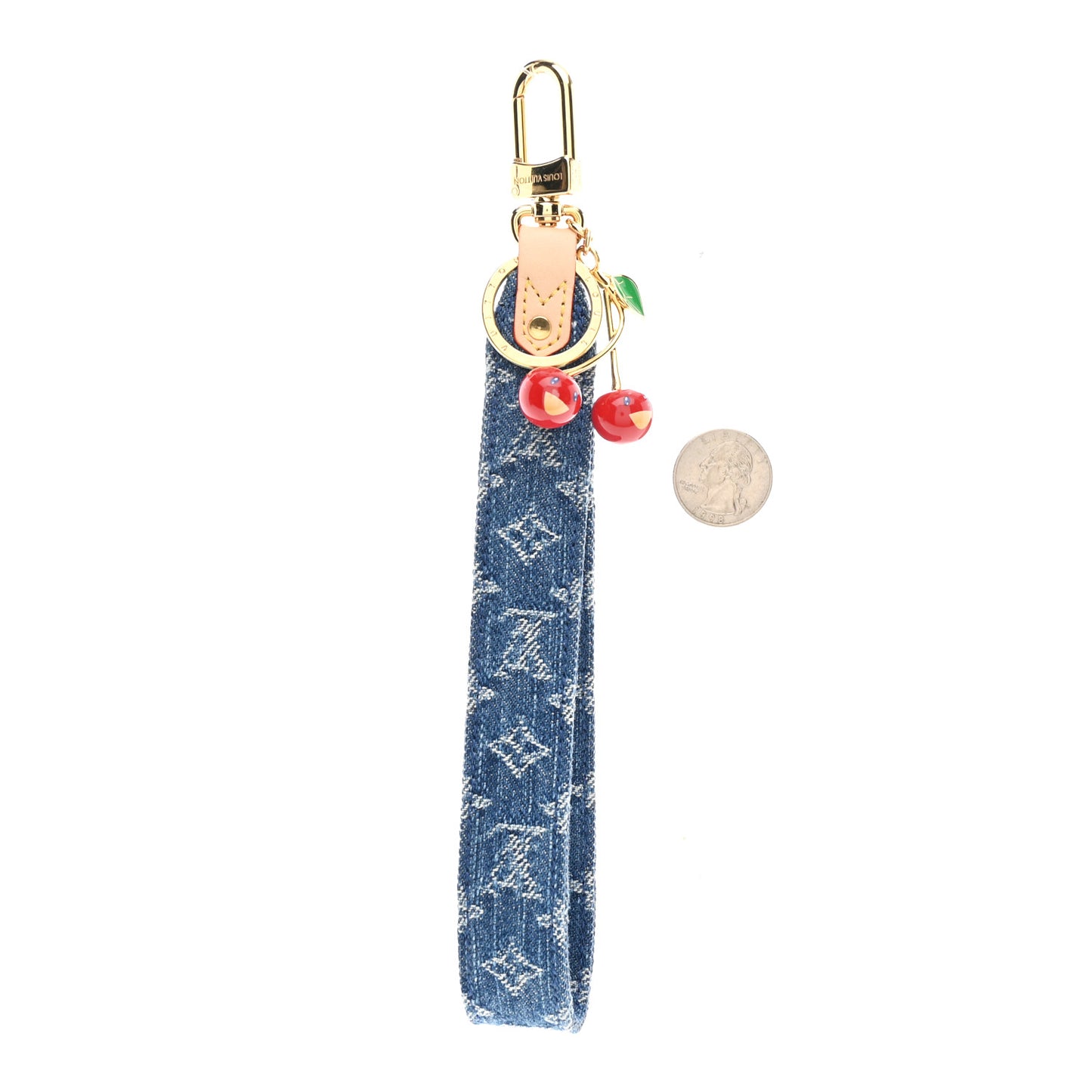 LV X TM Monogram Denim Cerise Dragonne Bag Charm Denim Blue