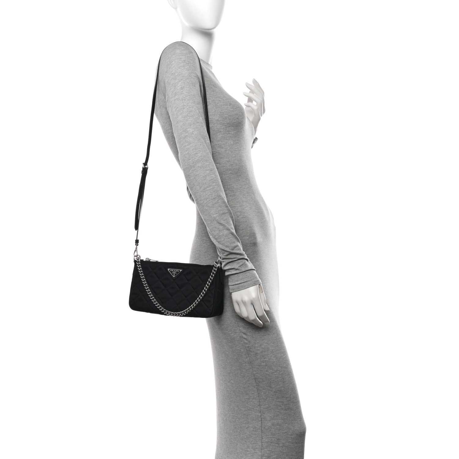 Prada Nylon Tessuto Impuntu Quilted Crossbody Bag Black 2 of 10
