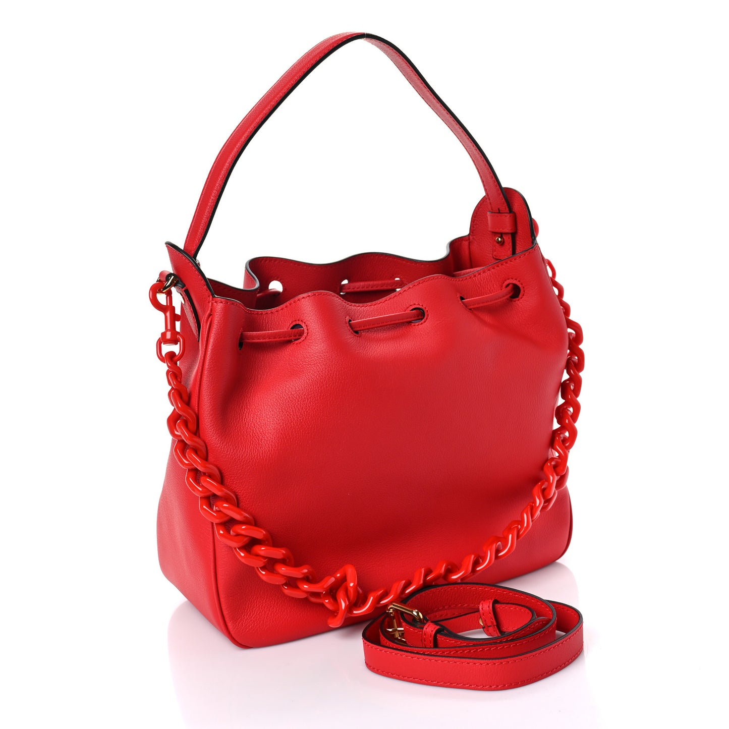 Grained Calfskin La Medusa Bucket Bag Red