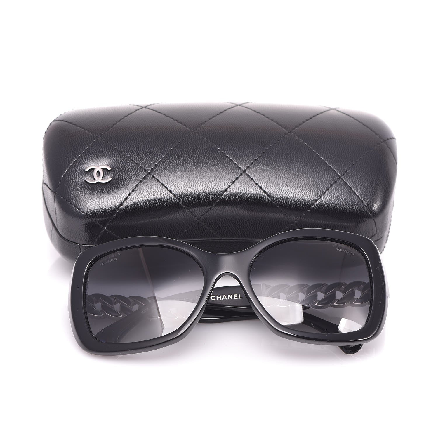 Chanel Acetate Metal Polarized Chain Square Sunglasses 5305 Black 8 of 8