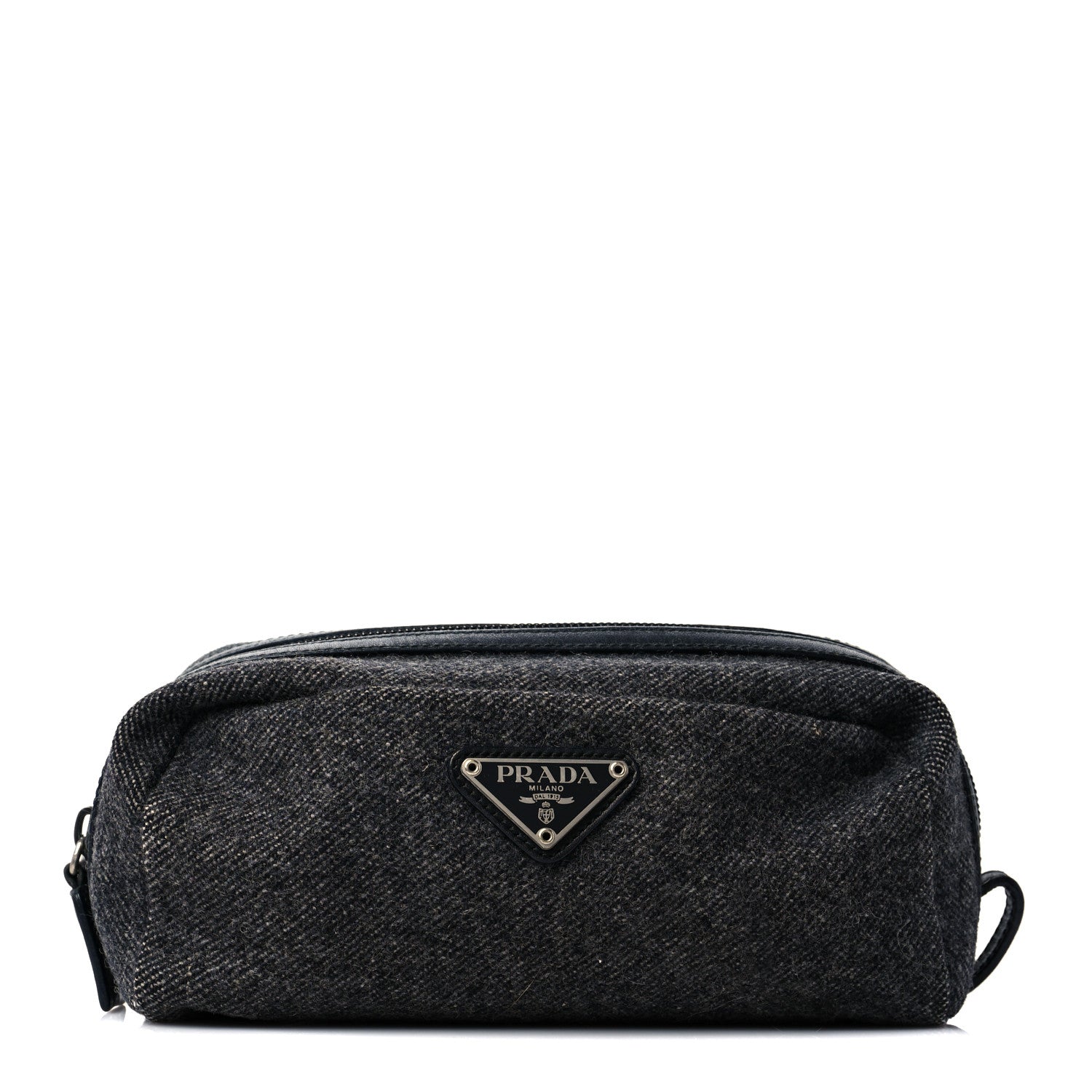 Prada Wool Cosmetic Pouch Grey 1 of 9
