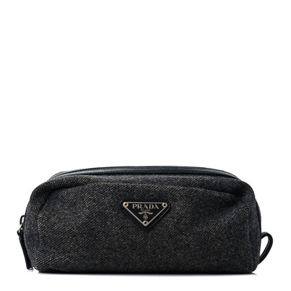 Prada Wool Cosmetic Pouch Grey 1 of 9
