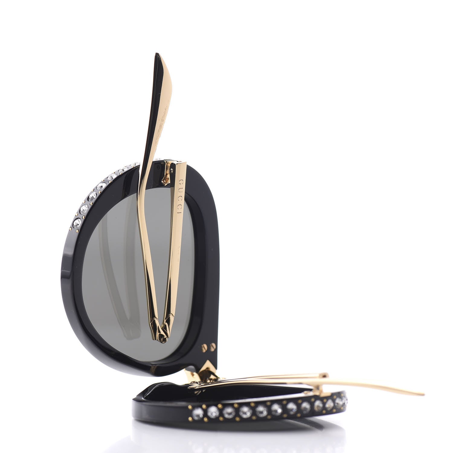 Gucci Acetate Crystal Foldable Aviator Sunglasses GG0307S Black 9 of 9