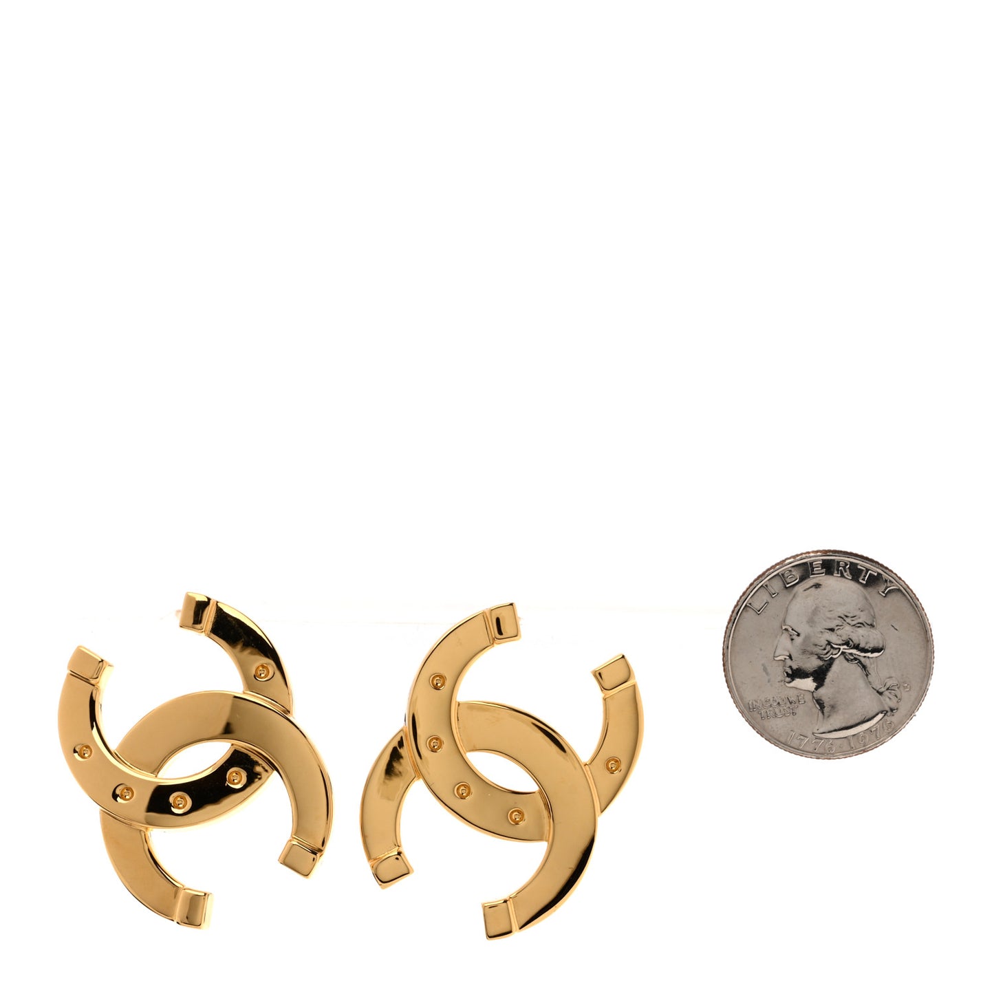 Metal Large CC Earrings Gold
