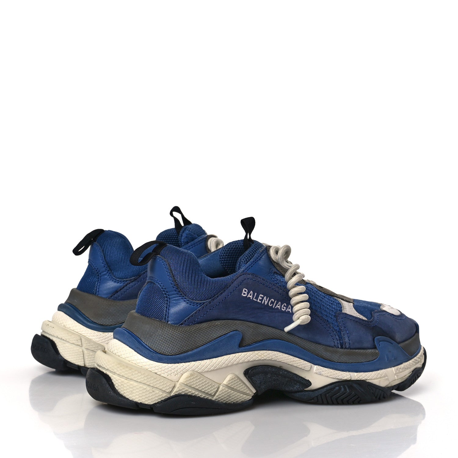 Balenciaga Mesh Nubuck Mens Triple S Sneakers 41 Navy Gris 4 of 7