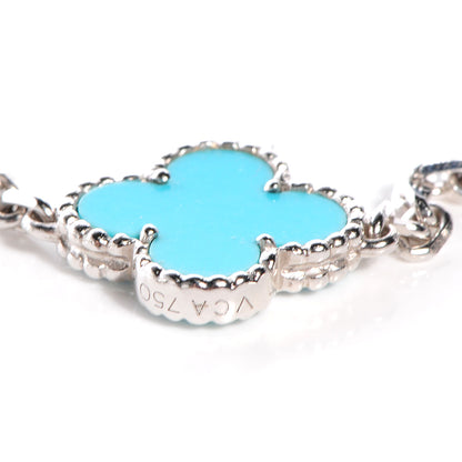Van Cleef & Arpels 18K White Gold Turquoise 10 Motifs Vintage Alhambra Necklace 6 of 7