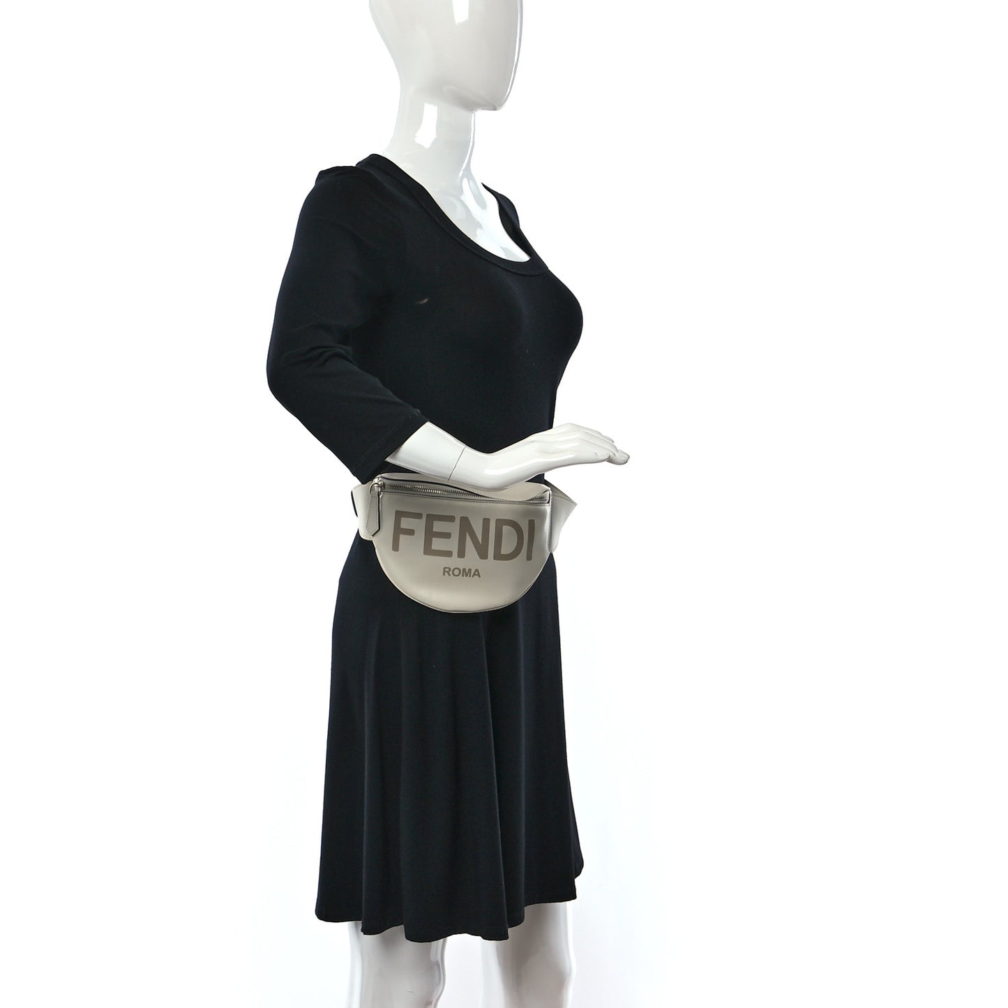 Vitello Grace Light Logo Embossed Small Belt Bag White Ice