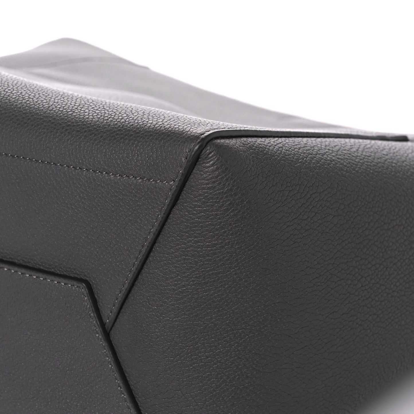 Soft Grained Calfskin Sangle Bucket Bag Grey