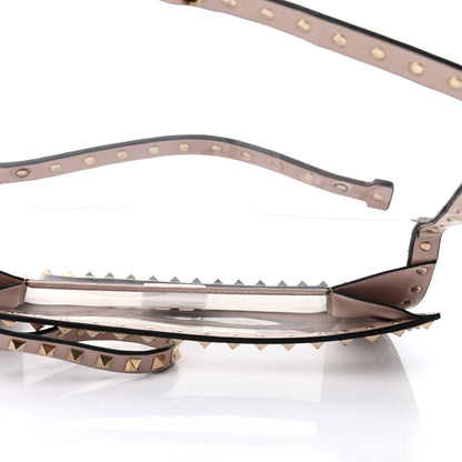Valentino Garavani PVC Nappa Naked Rockstud Wristlet Clutch Poudre 5 of 7