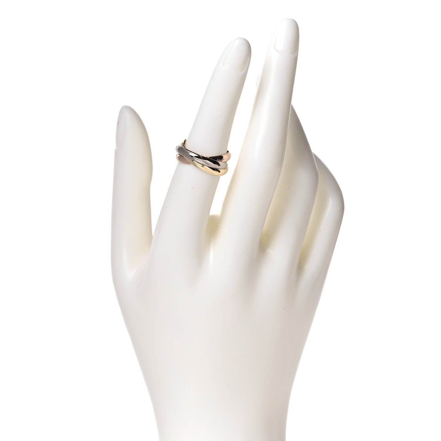 Cartier 18K Pink Yellow White Gold Small Trinity Ring 52 6 2 of 5