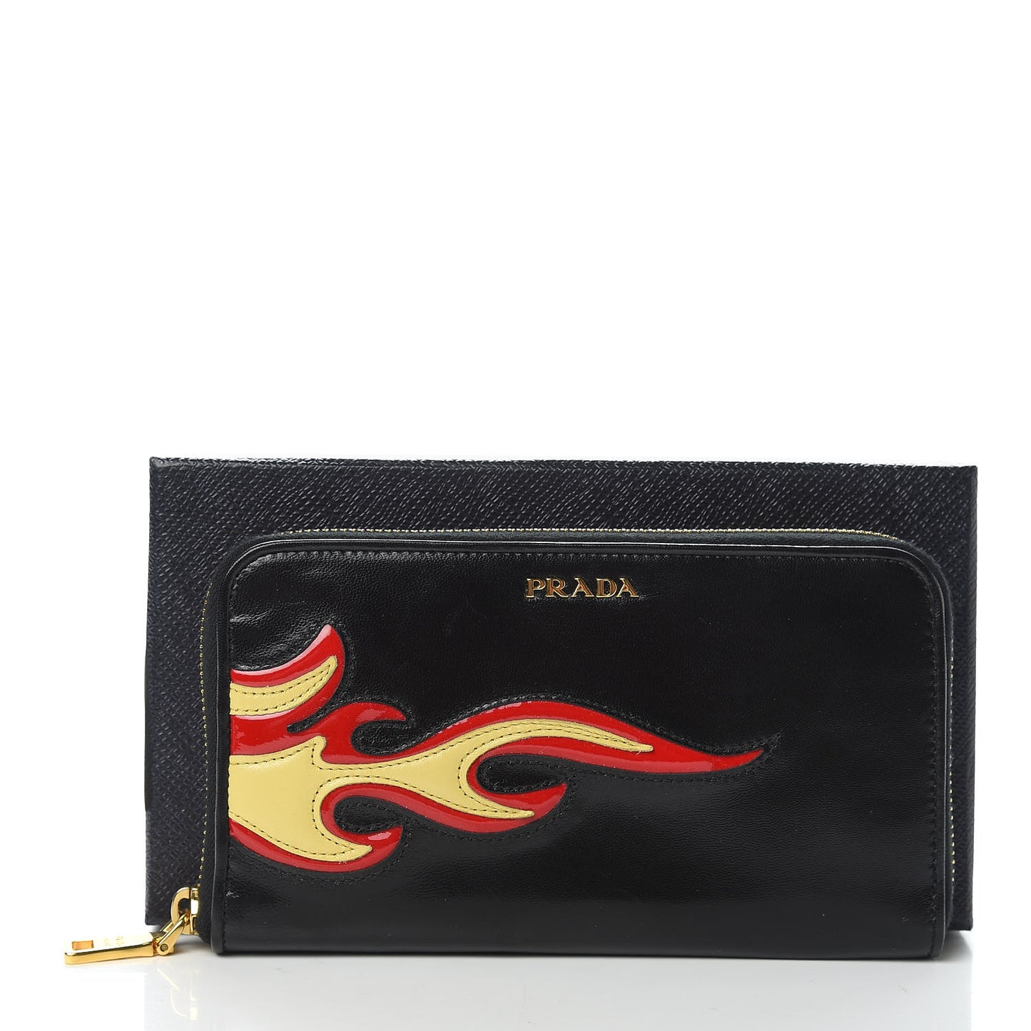 Nappa Flame Zip Around Wallet Black