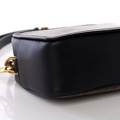 Fendi Glazed Fabric Vitello Century FF 1974 Stamp Patch Mini Camera Case Mogano Panna Black 7 of 9