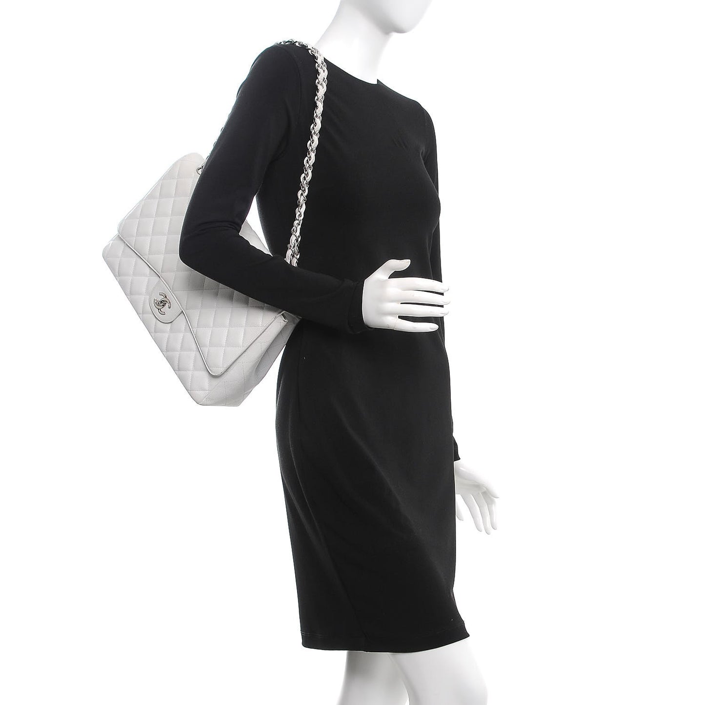 Caviar Quilted Maxi Single Flap White