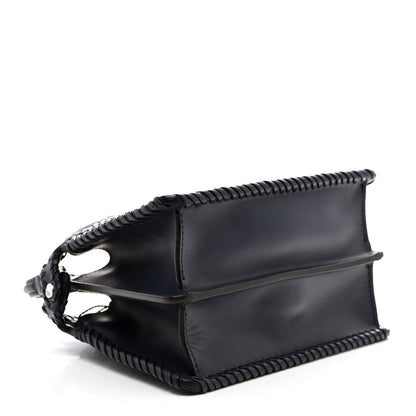 Fendi Vitello King Shiny Nappa Intreccio Petite Peekaboo I SEE U Satchel Midnight 4 of 10