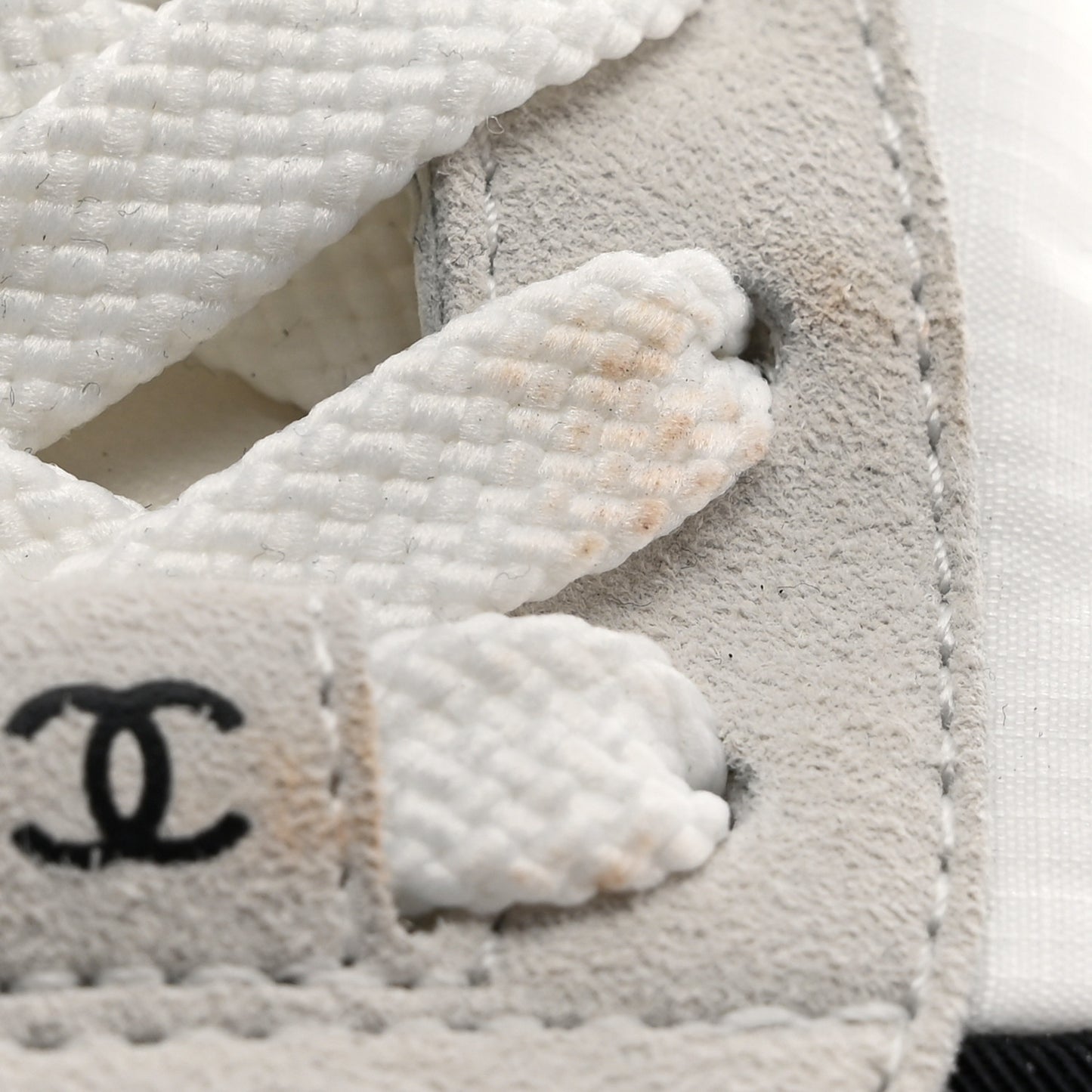 Nylon Suede Kidskin Calfskin Logo Sneakers 38 White Black