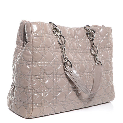 Christian Dior Patent Cannage Dior Soft Shopping Tote Grey 3 of 8