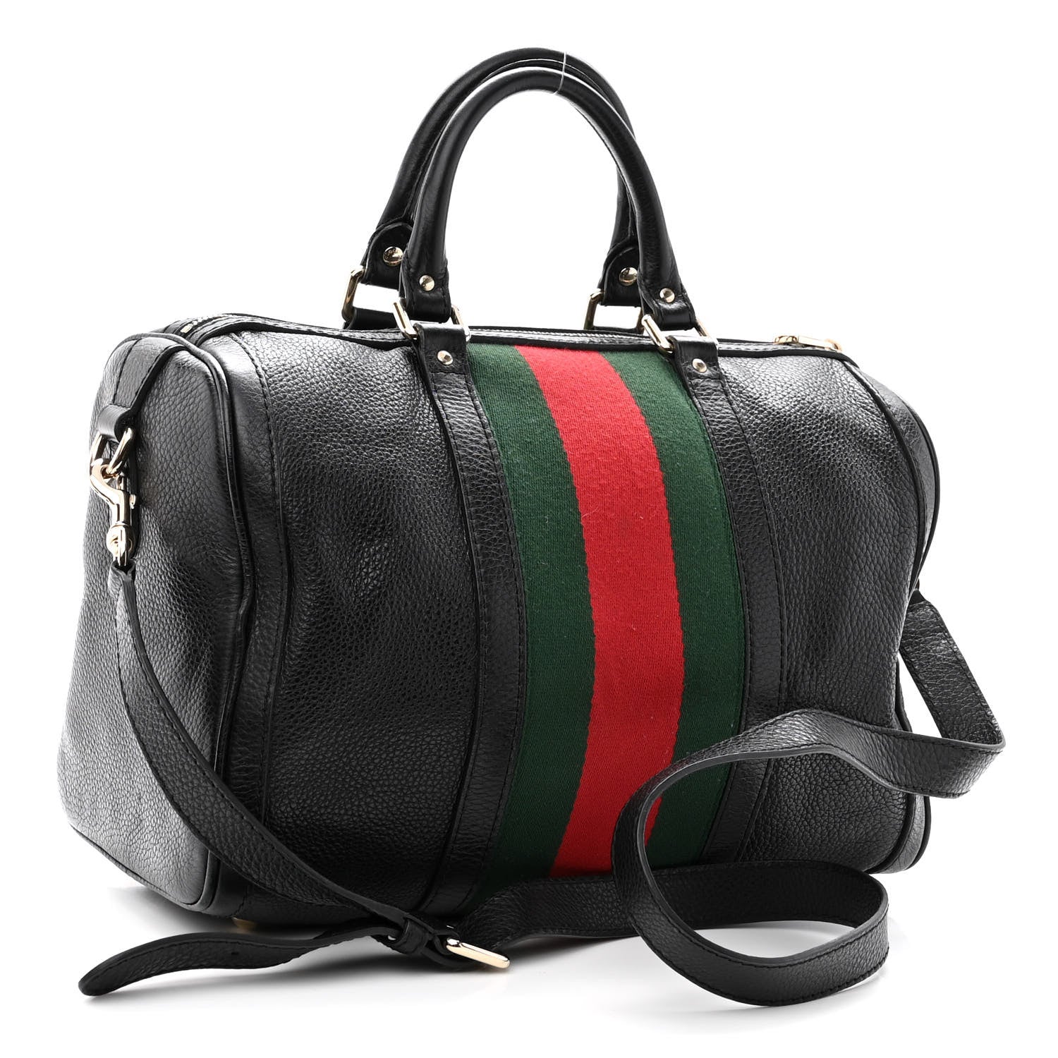 Gucci Calfskin Vintage Web Medium Boston Black 3 of 15