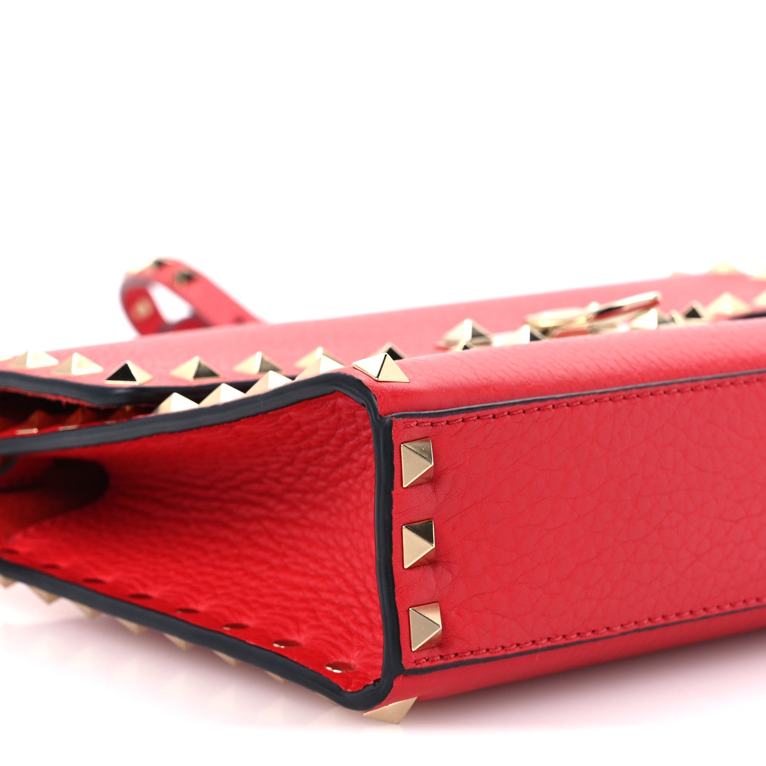 Valentino Garavani Pebbled Calfskin Medium Rockstud Flip Lock Crossbody Bag Red 9 of 10