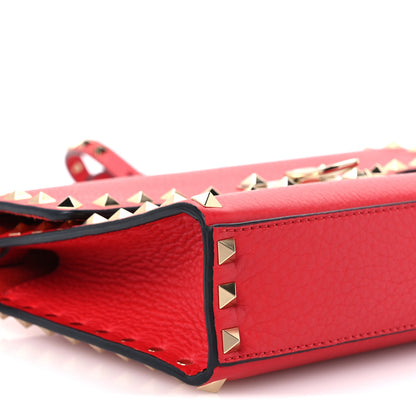 Valentino Garavani Pebbled Calfskin Medium Rockstud Flip Lock Crossbody Bag Red 9 of 10