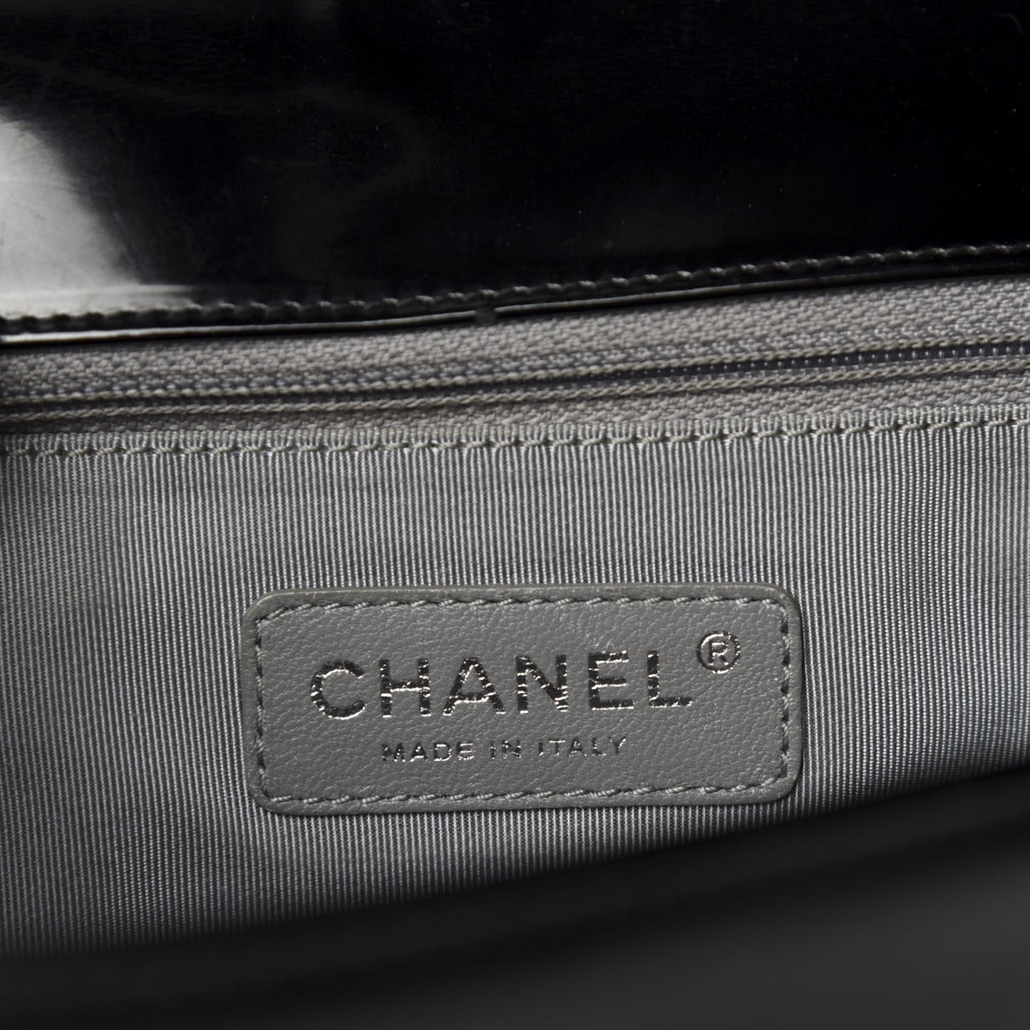 Glazed Calfskin Large Boy Flap Black